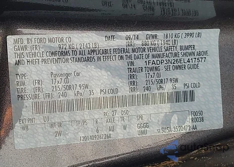 2014 Ford Focus Titanium from USA, damaged, VIN 1FADP3N26EL417577